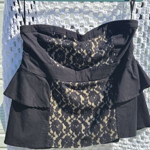 Torrid Size 2 Black and Ivory tiered Tube Top with Lace